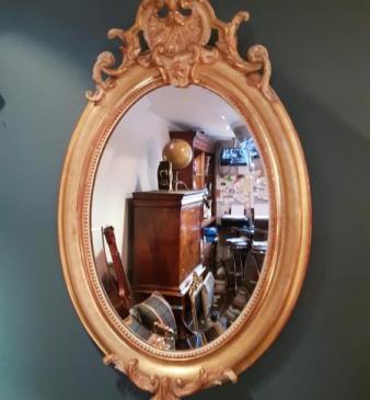 Early Victorian Timber Gilt Oval Mirror