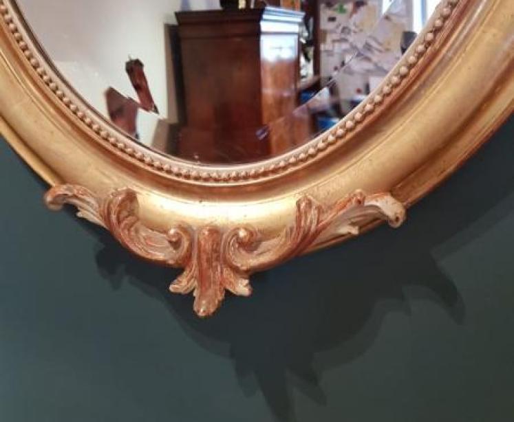 Early Victorian Timber Gilt Oval Mirror - Image 5