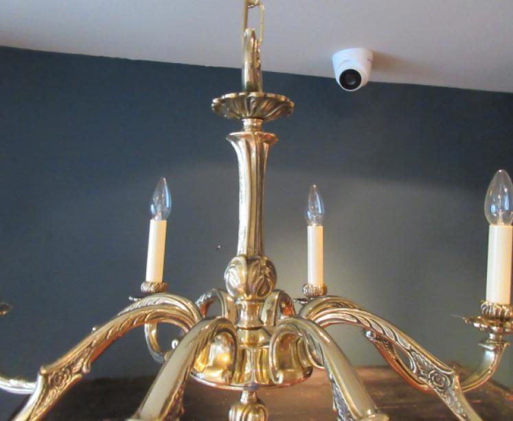 Edwardian Period Cast Brass Eight Arm Chandelier - Image 5