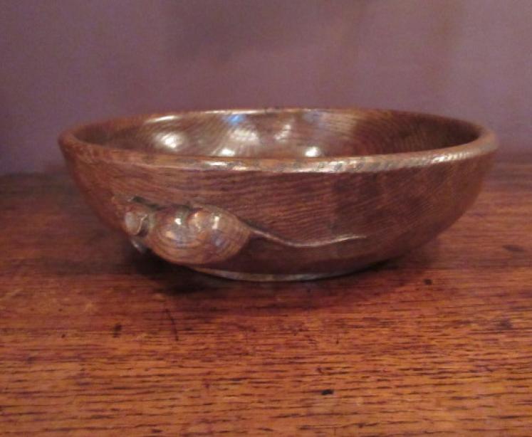 Early Mouseman Adzed Oak Fruit Bowl - Image 1