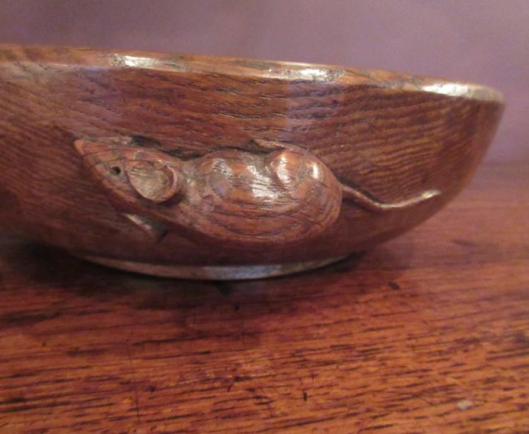 Early Mouseman Adzed Oak Fruit Bowl - Image 2