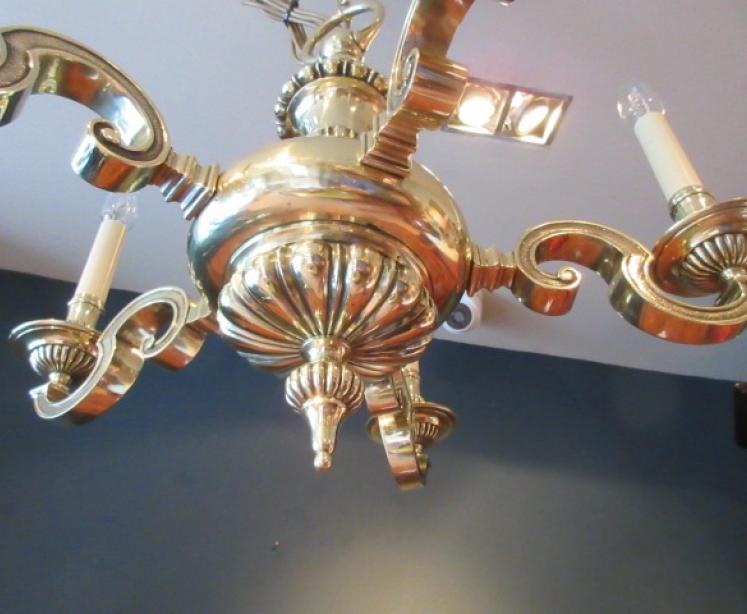 Superb Edwardian Period Bronze Five Arm Chandelier - Image 2