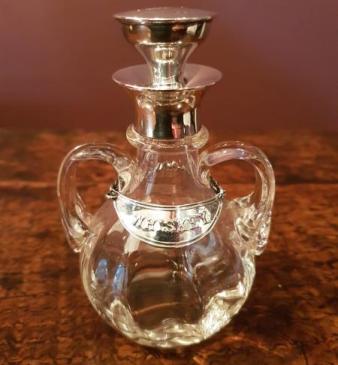 Unusual Silver Mounted Whisky Noggin and Label