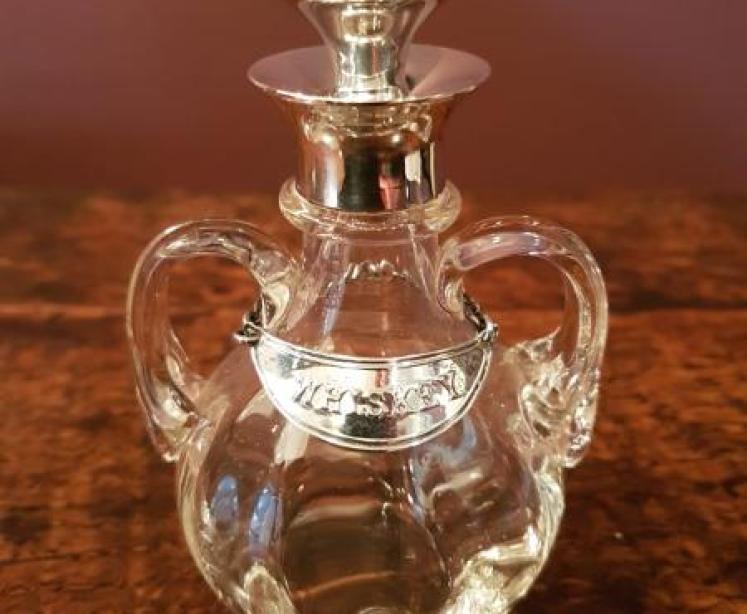 Unusual Silver Mounted Whisky Noggin and Label - Image 1