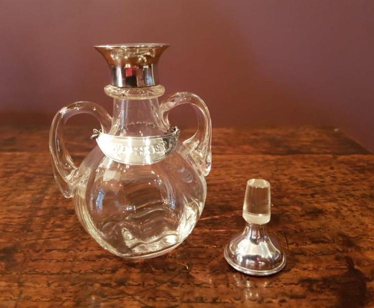 Unusual Silver Mounted Whisky Noggin and Label - Image 3