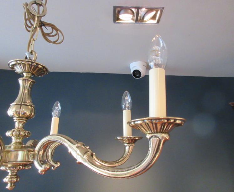 Edwardian Period Cast Brass Six Arm Chandelier - Image 3