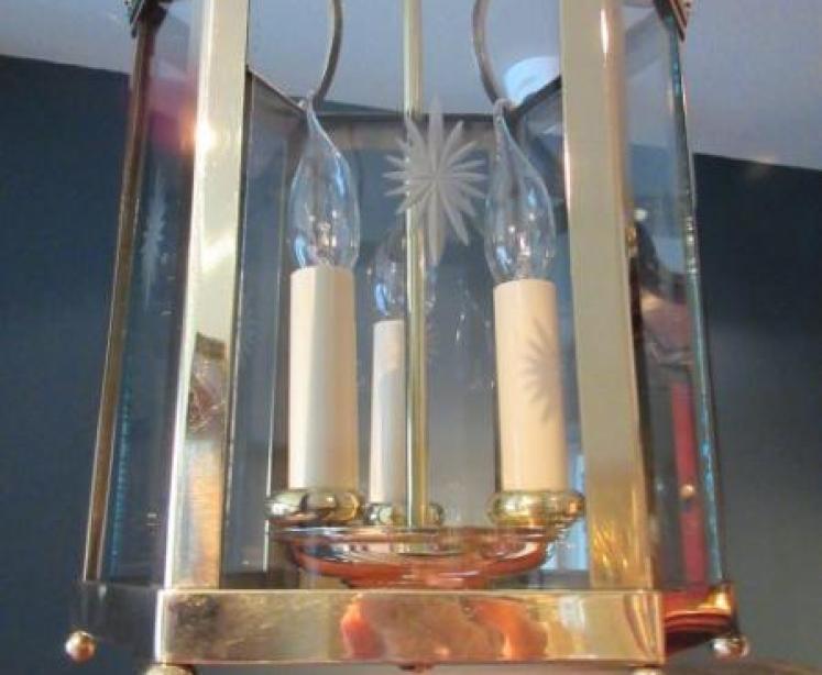 Edwardian Period Polished Brass Hall Lantern - Image 2