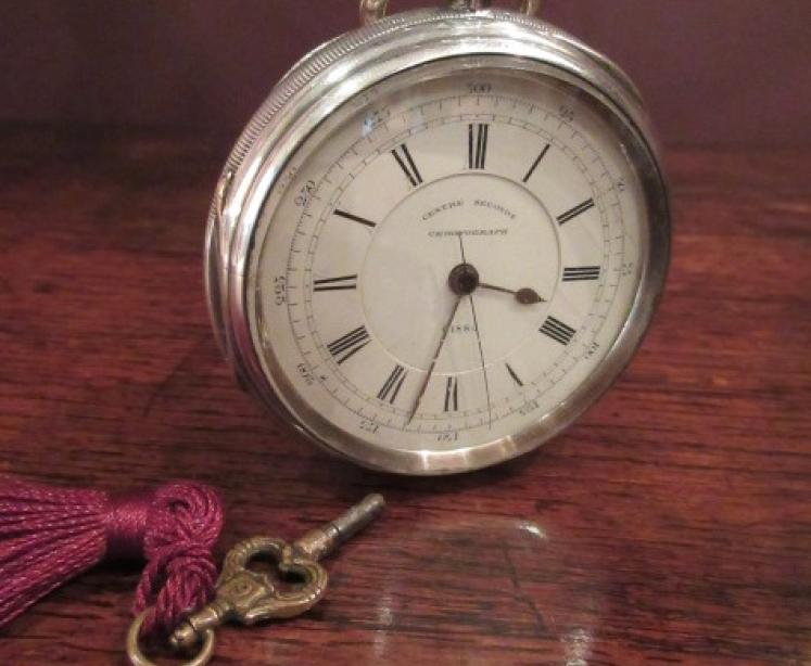 Mid Victorian Solid Silver Chester Chronograph Pocket Watch - Image 5