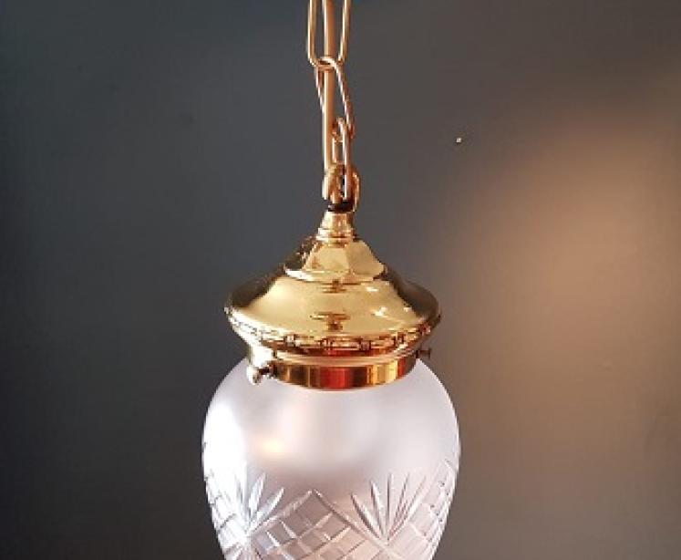 Edwardian Period Crystal Cut Glass Hanging Pendant Light - Image 4