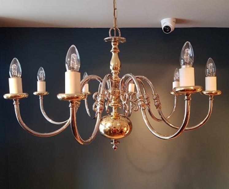 Edwardian Period Brass & Nickel Plated Chandelier - Image 1