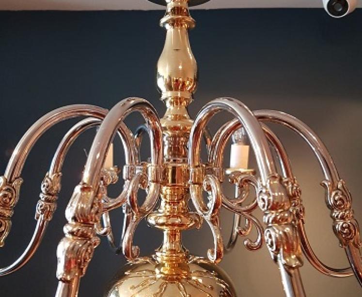 Edwardian Period Brass & Nickel Plated Chandelier - Image 2