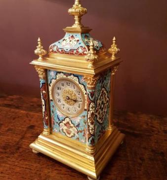 E. M & Co. Paris Champleve Enamel Clock