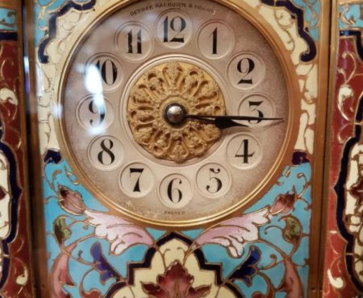 E. M & Co. Paris Champleve Enamel Clock - Image 2