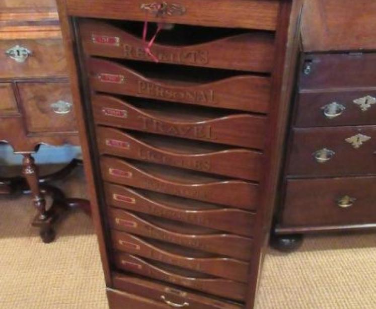 Superb Edwardian Period Antique Sign Written Filing Cabinet - Image 1