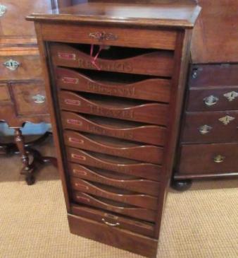 Superb Edwardian Period Antique Sign Written Filing Cabinet