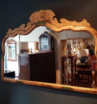 Superb Edwardian Period Chinioserie Hand Painted Mirror