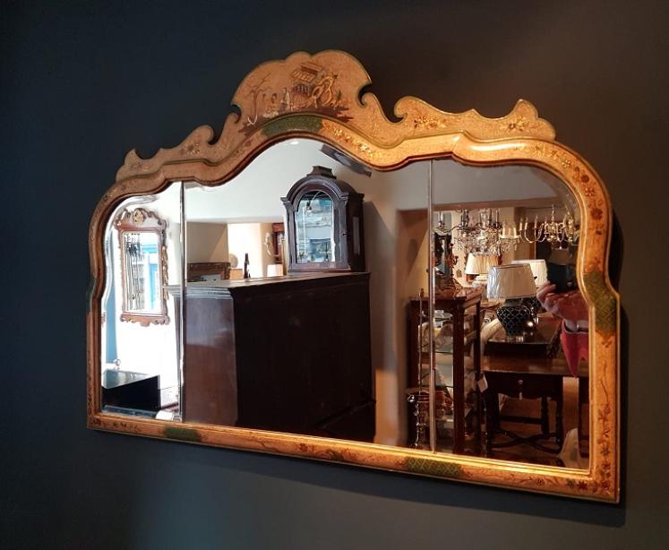 Superb Edwardian Period Chinioserie Hand Painted Mirror - Image 1