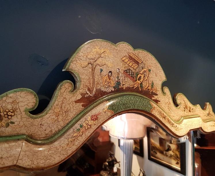 Superb Edwardian Period Chinioserie Hand Painted Mirror - Image 2