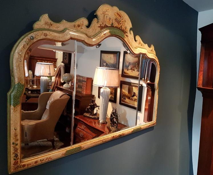 Superb Edwardian Period Chinioserie Hand Painted Mirror - Image 5