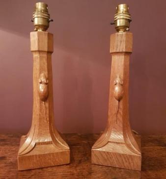Pair of 1950's Mouseman Table Lamps