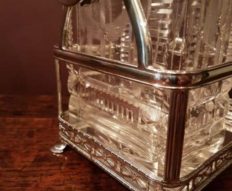 Superb Victorian Crystal Cut Two Bottle Whisky Tantalus - Image 5