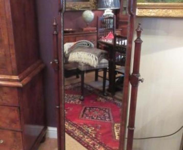 Fine George II Style Walnut Cheval Mirror - Image 1