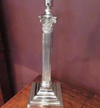 Edwardian Period Silver Plated Corinthian Table Lamp