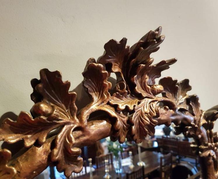 Victorian Timber Gilt Oak Leaf Design Mirror - Image 2