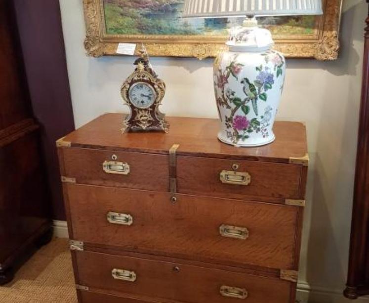 Regency Oak Brass Bound Two Piece Military Chest - Image 1