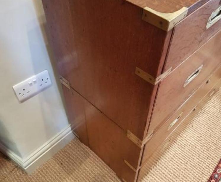 Regency Oak Brass Bound Two Piece Military Chest - Image 2