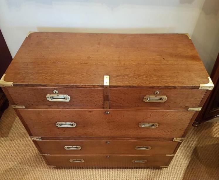 Regency Oak Brass Bound Two Piece Military Chest - Image 3