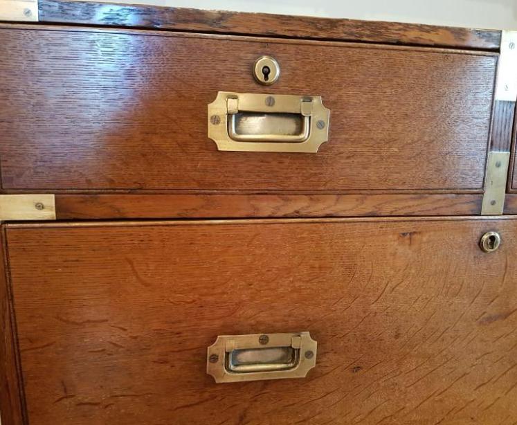 Regency Oak Brass Bound Two Piece Military Chest - Image 4