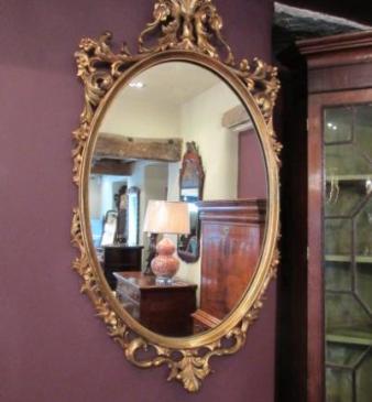 19th Century Plaster Gilt Florentine Oval Mirror