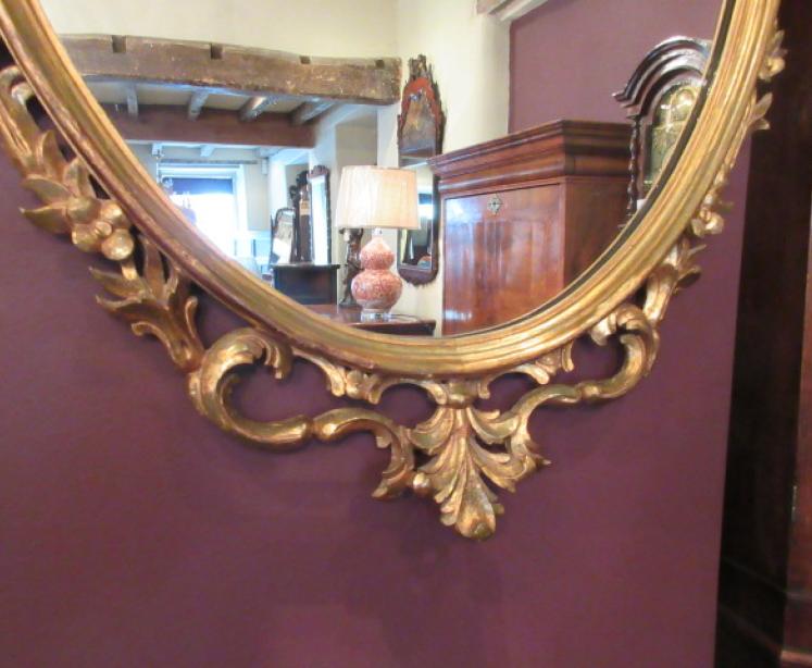 19th Century Plaster Gilt Florentine Oval Mirror - Image 4