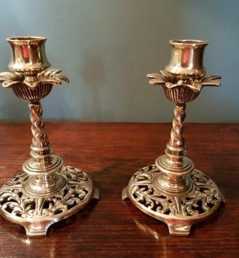 Pair of Late Victorian Decorative Candlesticks