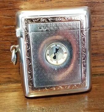 Chester Silver and Gold Inlaid Vesta Case