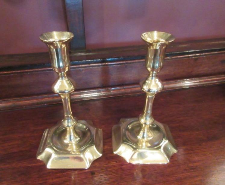 Pair of George III Period Seamed Brass Candlesticks - Image 1