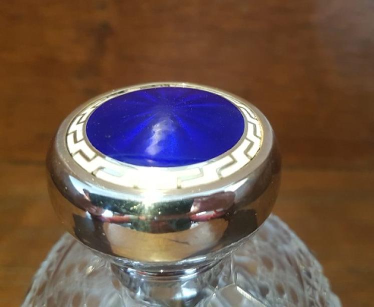 Edwardian Period Silver & Royal Blue Enamel Scent - Image 5