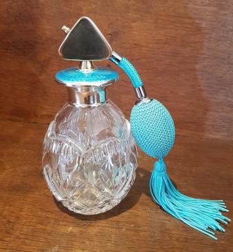 Art Deco Period Silver & Turquoise Enamel Scent Atomizer 