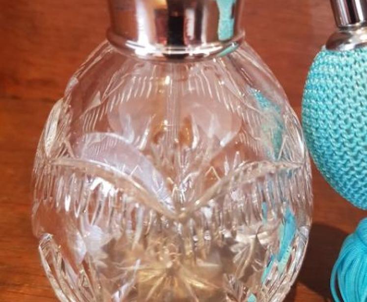 Art Deco Period Silver & Turquoise Enamel Scent Atomizer  - Image 2