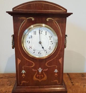 Superb Art Nouveau Mother of Pearl Inlaid Mantel Clock