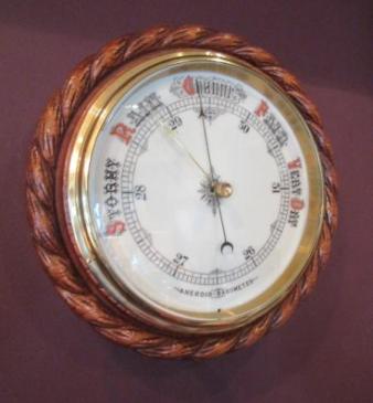 Large Mid Victorian Polished Oak Ship's Barometer