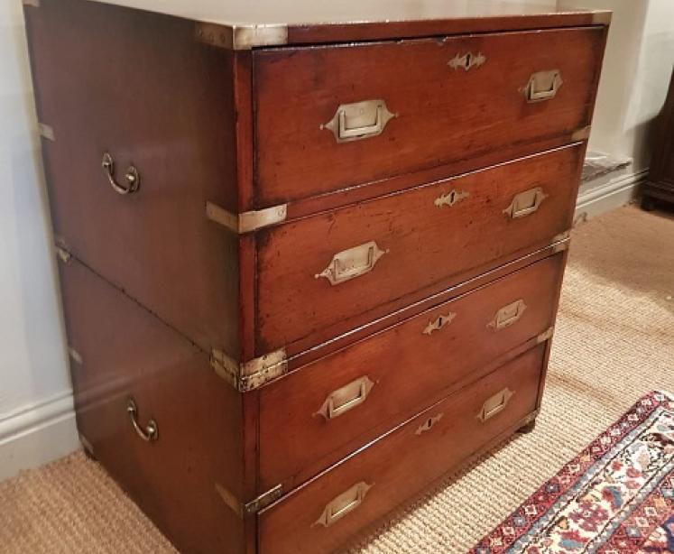 Very Small Regency Period Camphor Wood Military Chest - Image 2