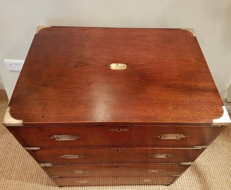 Very Small Regency Period Camphor Wood Military Chest - Image 3