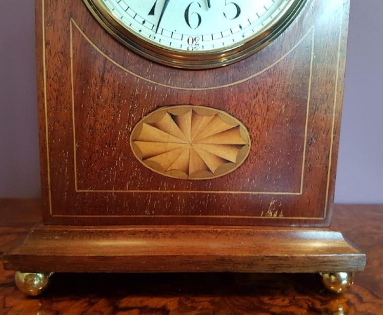 Edwardian Period Antique Sheraton Inlaid Mantel Clock - Image 3
