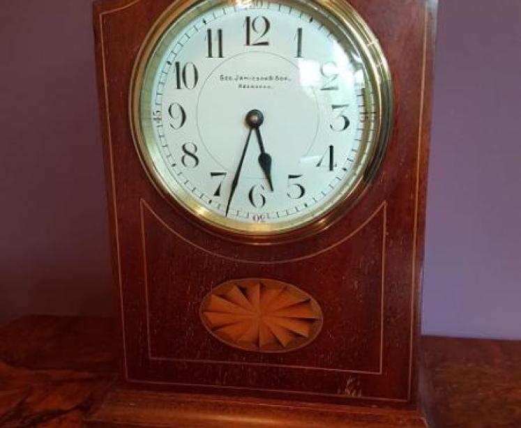 Edwardian Period Antique Sheraton Inlaid Mantel Clock - Image 5