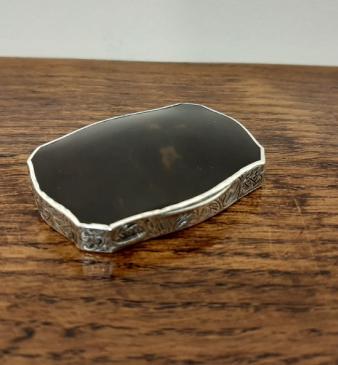 Fine Antique Silver & Tortoiseshell Shaped Trinket Box