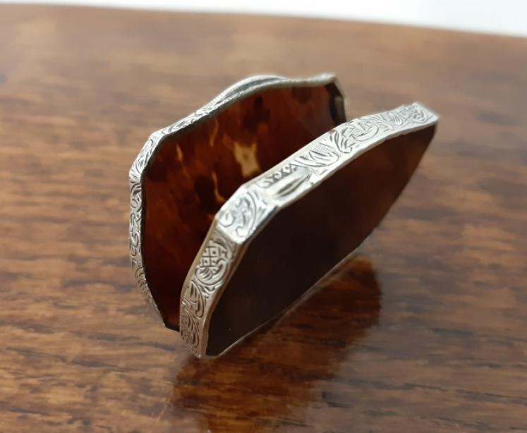 Fine Antique Silver & Tortoiseshell Shaped Trinket Box - Image 3