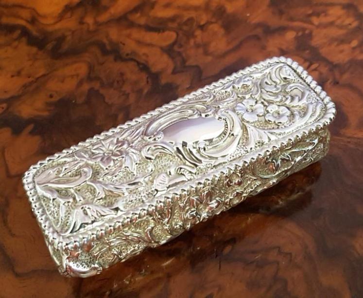 Victorian Embossed Silver Table Box - Image 5