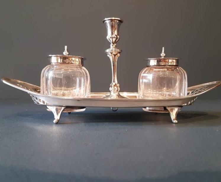 Edwardian Silver Ink Stand  - Image 2